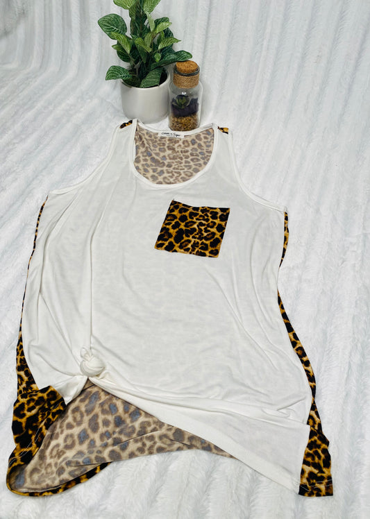Leopard and Ivory with leopard pocket tank - Sale