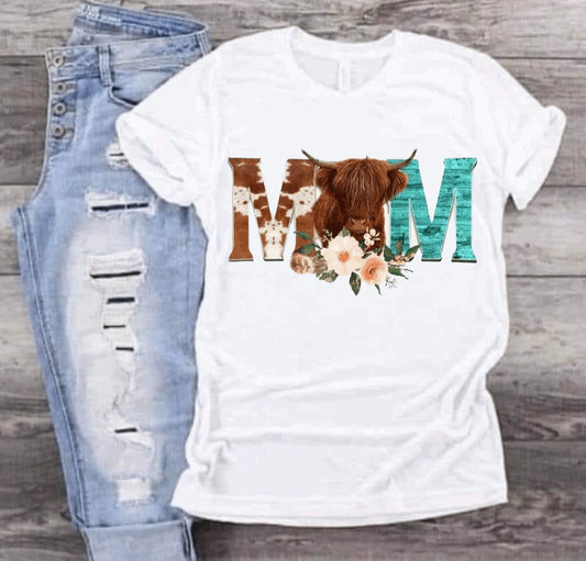 Mom bull with flowers Shirt