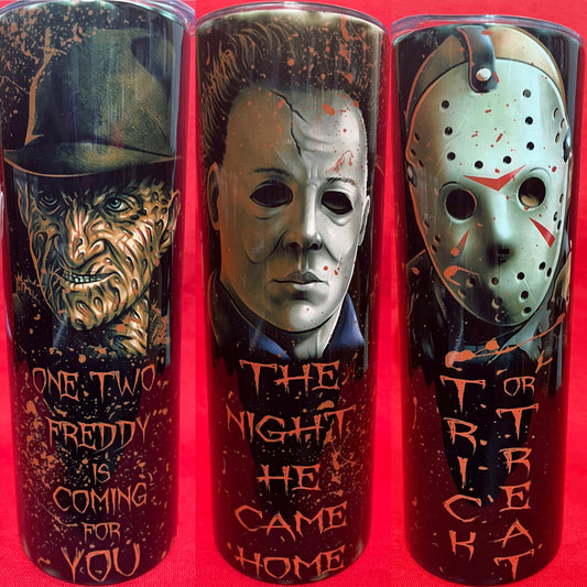 Halloween Jason, Freddy, and Michael Myers Tumbler