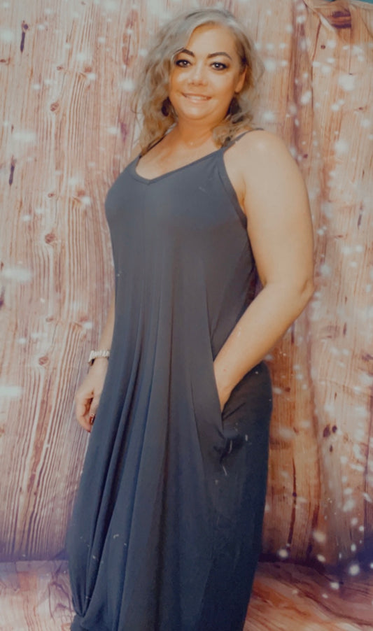 Full-Length Charcoal Harem Maxi Dress