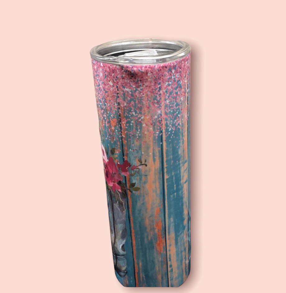 Cowboy boots and flowers tumbler