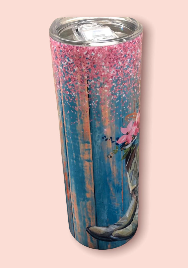 Cowboy boots and flowers tumbler