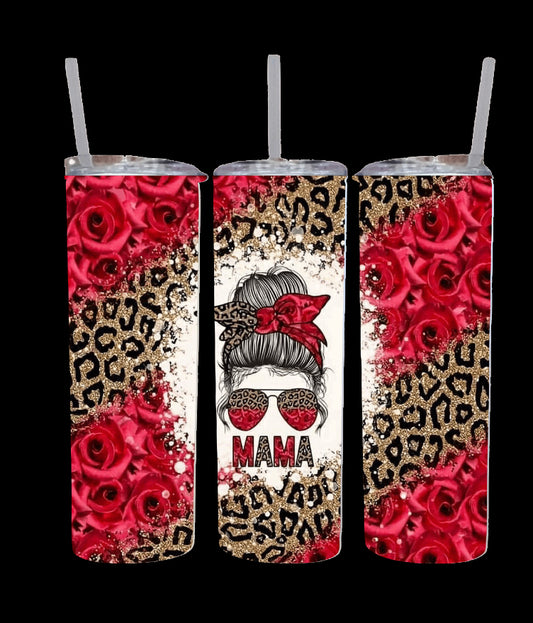 Mama leopard and Roses tumbler