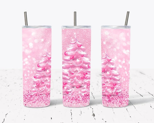 Pink Christmas Tree Tumbler