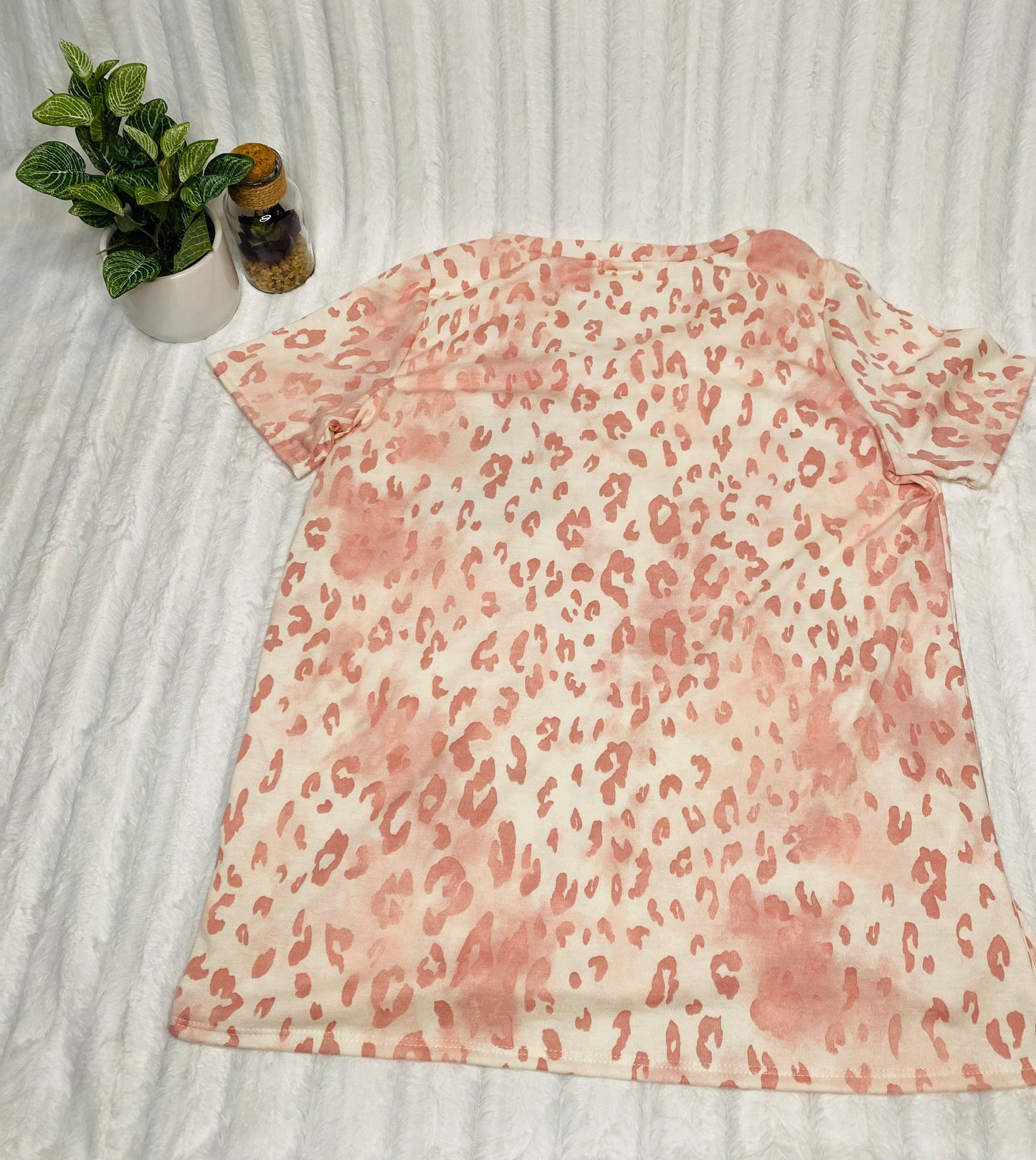 Blush Leopard Print Shirt with Sequin pocket - Sale