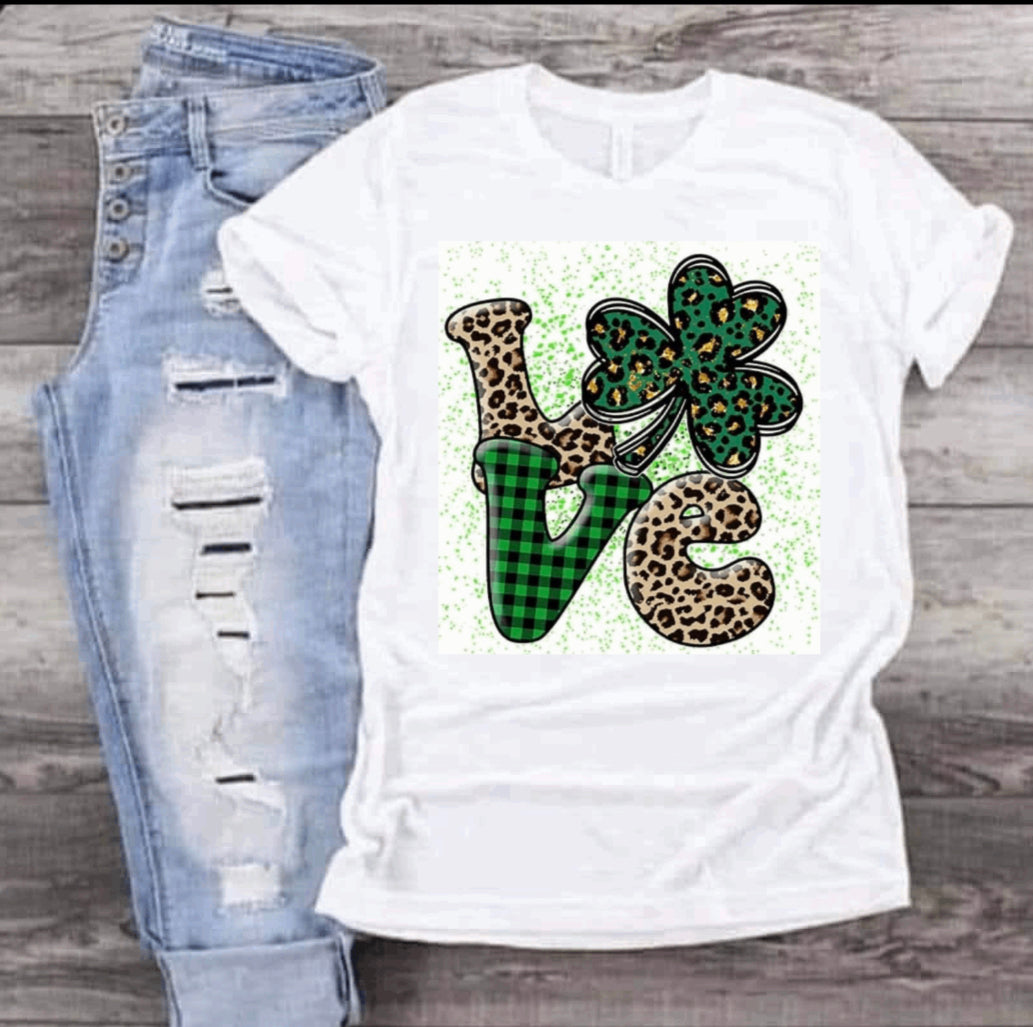 LOVE leopard shamrock Shirt