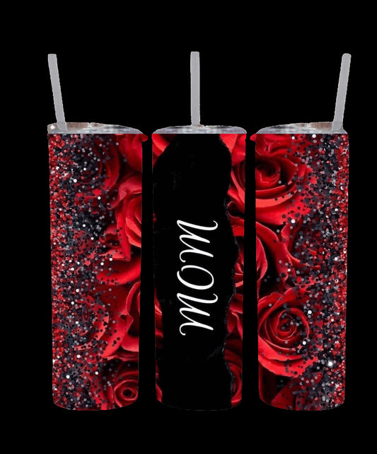 Mom with red roses tumbler