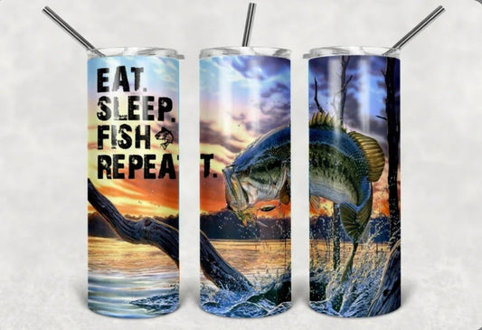 Eat sleep fish repeat Tumbler