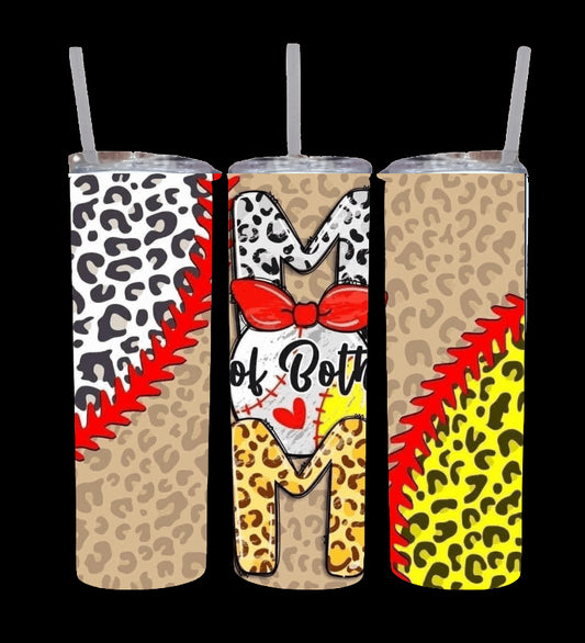 Leopard Mom of both (softball and baseball) tumbler