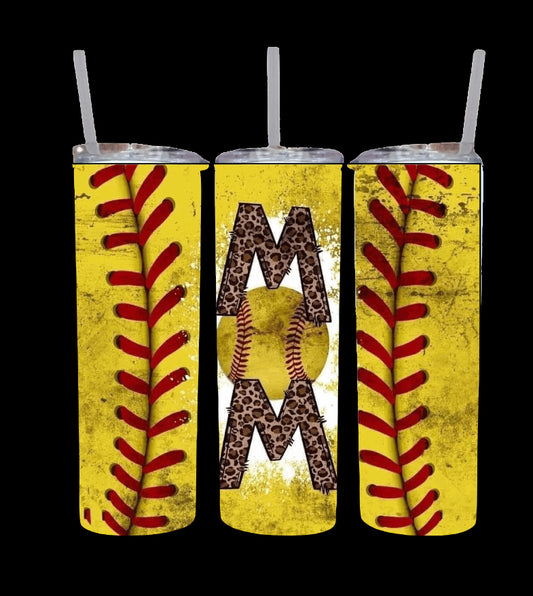 Leopard Mom softball tumbler