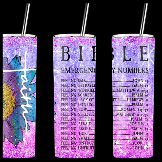 Bible Emergency Numbers Tumbler