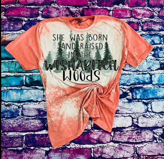She was born and raised in the WISHABITCH woods Peach Bleached  Shirt
